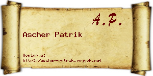 Ascher Patrik névjegykártya
